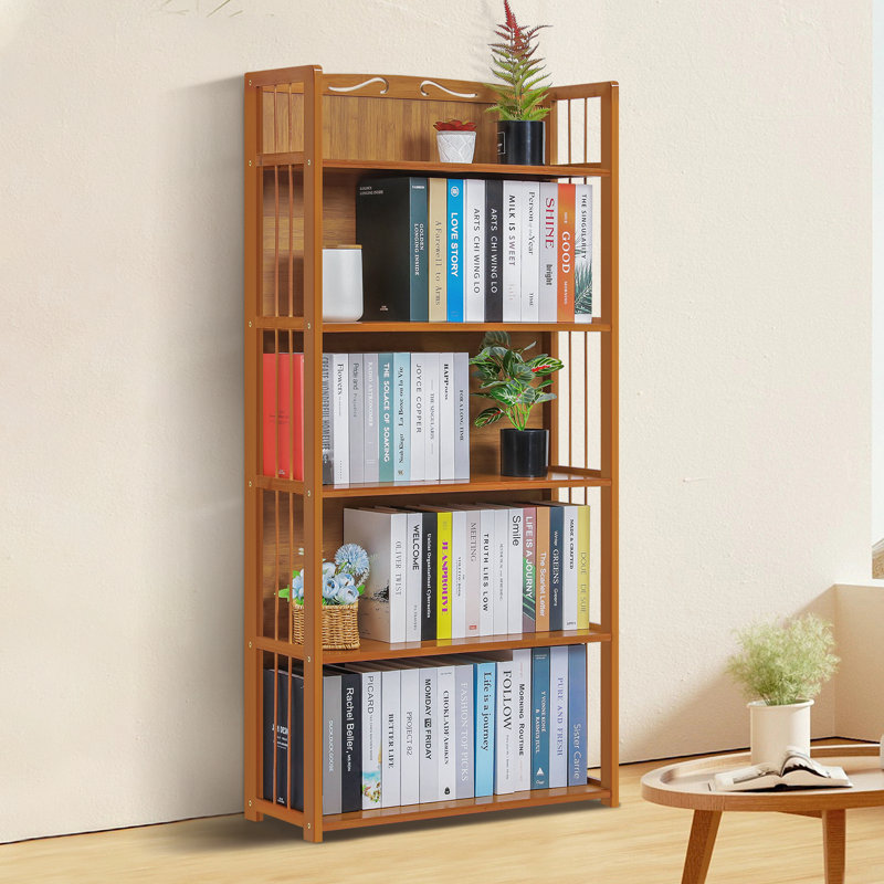 Kambrina Bamboo Bookcase Storage Bookshelf 4 Shelves 43.7 H x 19.7 W x 9.8 D